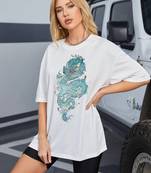 women's cotton blend black half sleeve oversize- loose fit t-shirts