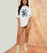 women's cotton blend black half sleeve oversize- loose fit t-shirts