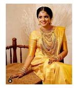 Gold Zari Woven Silk Blend Party Wear Saree With Blouse