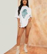 women's cotton blend black half sleeve oversize- loose fit t-shirts