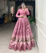 Baby Pink Colour Wedding Special Crop Top Lehenga