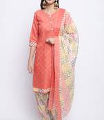 peach cotton blend printed ready to wear salwar suit