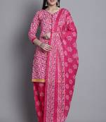 pink cotton blend printed ready to wear salwar suit