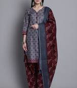 grey cotton blend printed ready to wear salwar suit