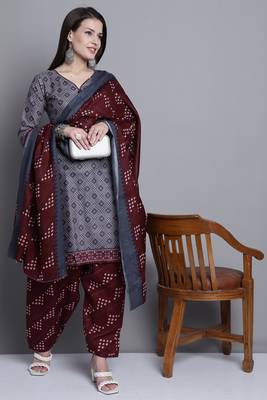 grey cotton blend printed ready to wear salwar suit 4