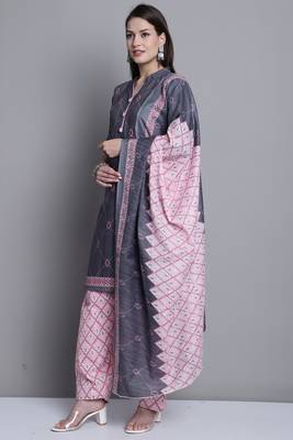 grey cotton blend printed ready to wear salwar suit 2