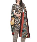 brown cotton blend printed ready to wear salwar suit