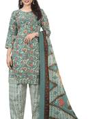 sea green cotton blend printed ready to wear salwar suit