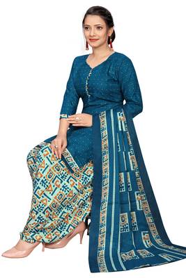 royal blue cotton blend printed ready to wear salwar suit 4