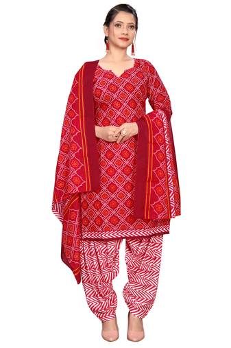 maroon cotton blend printed ready to wear salwar suit