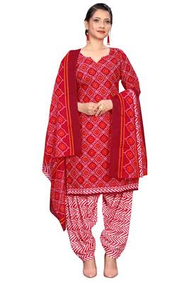maroon cotton blend printed ready to wear salwar suit 2