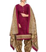 wine cotton blend printed ready to wear salwar suit