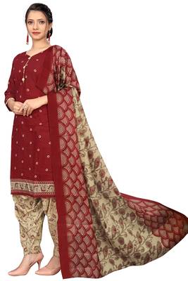 maroon cotton blend printed ready to wear salwar suit 2