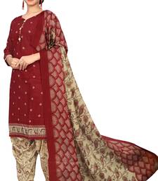 maroon cotton blend printed ready to wear salwar suit