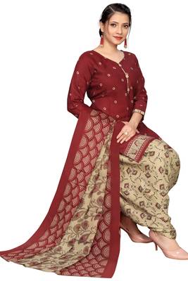 maroon cotton blend printed ready to wear salwar suit 4