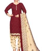 maroon cotton blend printed ready to wear salwar suit