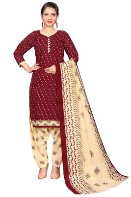 maroon cotton blend printed ready to wear salwar suit 2