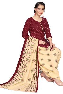 maroon cotton blend printed ready to wear salwar suit 4