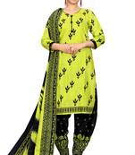 neon yellow cotton blend printed ready to wear salwar suit