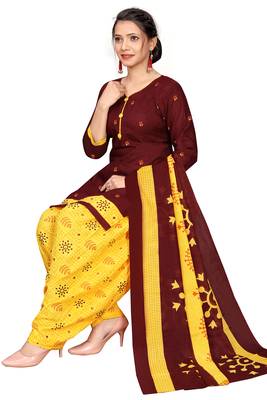 maroon cotton blend printed ready to wear salwar suit 4