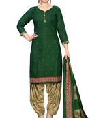 green cotton blend printed ready to wear salwar suit