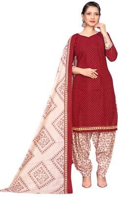 maroon cotton blend printed ready to wear salwar suit 2