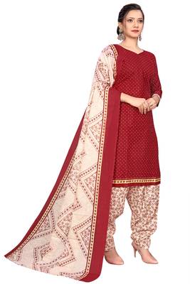maroon cotton blend printed ready to wear salwar suit 3