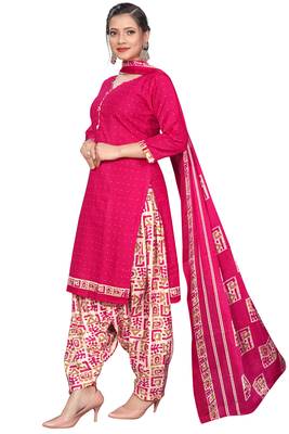 pink cotton blend printed ready to wear salwar suit 3