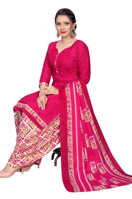 pink cotton blend printed ready to wear salwar suit 4