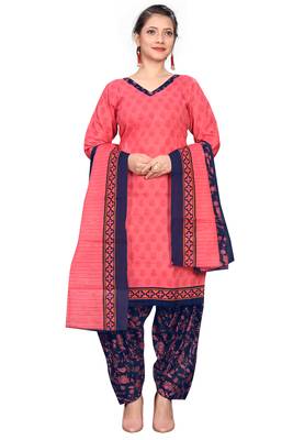 Rajnandini gajari pink cotton blend printed ready to wear salwar suit 1