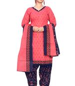 Rajnandini gajari pink cotton blend printed ready to wear salwar suit