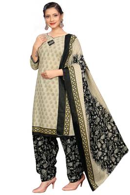 beige cotton blend printed ready to wear salwar suit 3