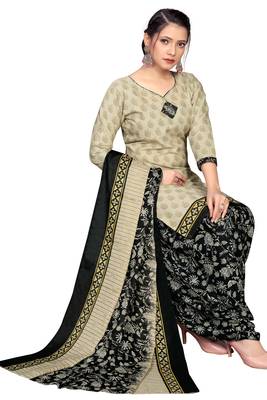 beige cotton blend printed ready to wear salwar suit 4