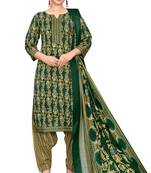 green cotton blend printed ready to wear salwar suit