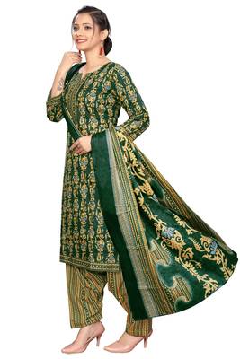 green cotton blend printed ready to wear salwar suit 3