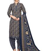 navy blue cotton blend printed ready to wear salwar suit