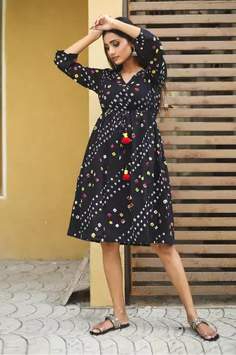 Black bandhani dress