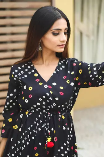 Black bandhani dress