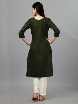 Cotton mehendi embroidered long kurtis 2