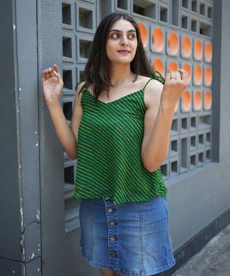 Bottle green leheriya tunic 1