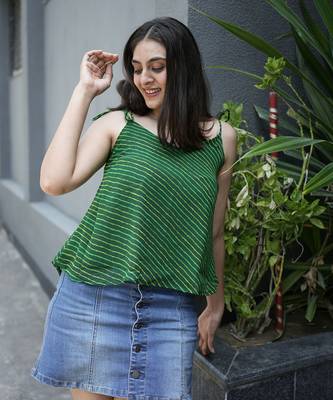 Bottle green leheriya tunic 4