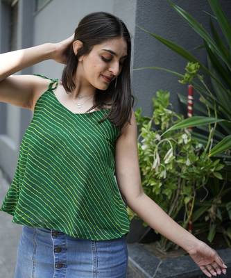 Bottle green leheriya tunic 5