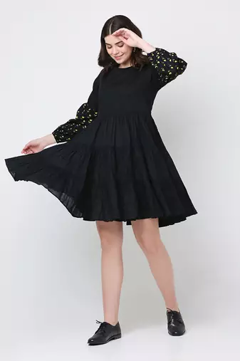 Black flora dress