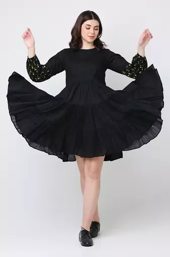 Black flora dress