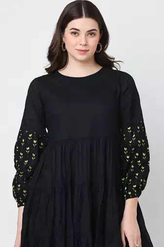 Black flora dress