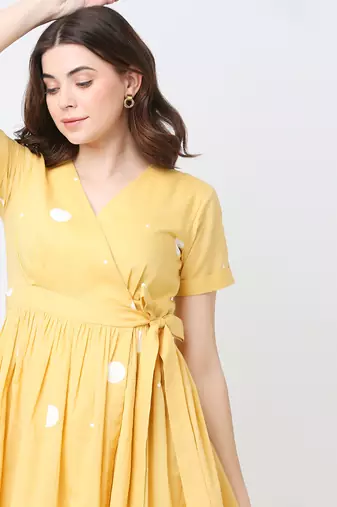 Melon polka dress