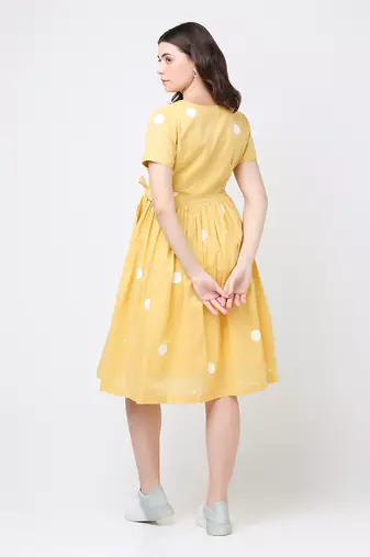 Melon polka dress