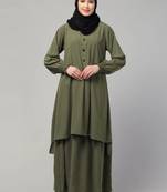 Two pieces knee length abaya with elasticated sleeves