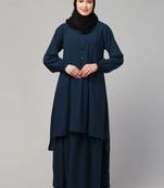 Two pieces knee length abaya with elasticated sleeves
