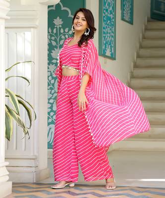 Pink leheriya co ord set 2